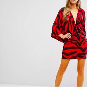 ‘Flounce London’ Red & Black Animal Print Dress